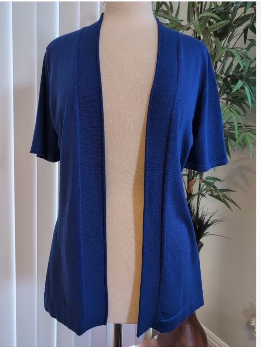Chico's Royal Blue Open-Front Short-Sleeve Cardigan